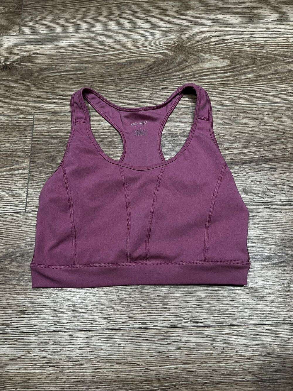 Nine West Womens Sports Bra Size M Mauve Racerback Activewear (A87)